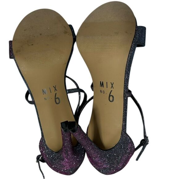 Mix No. 6 Blue and Pink Sparkly High Heels Glitter Stilettos Open Toe Pumps - Picture 10 of 11